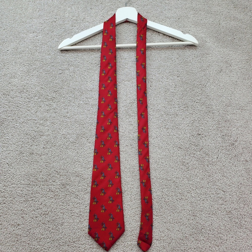 Neiman Marcus Tie Mens Red  Partridge in a Pear Tree Silk Holiday